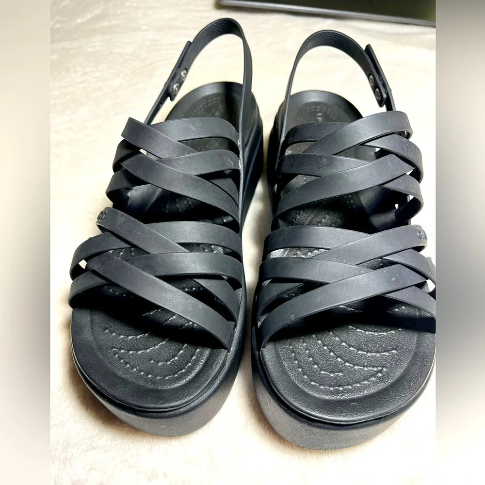 Crocs Lite Ride black Womens Wedge Sandals Sz 8